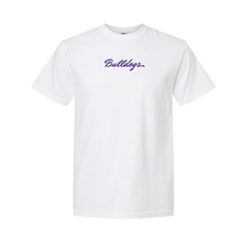 Load image into Gallery viewer, Bulldogs Script Striped Comfort Colors T-Shirt
