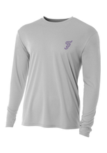 Load image into Gallery viewer, Left Chest F Performance Long Sleeve - Grey Purple Logo
