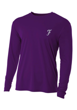 Load image into Gallery viewer, Left Chest F Performance Long Sleeve - Grey Purple Logo
