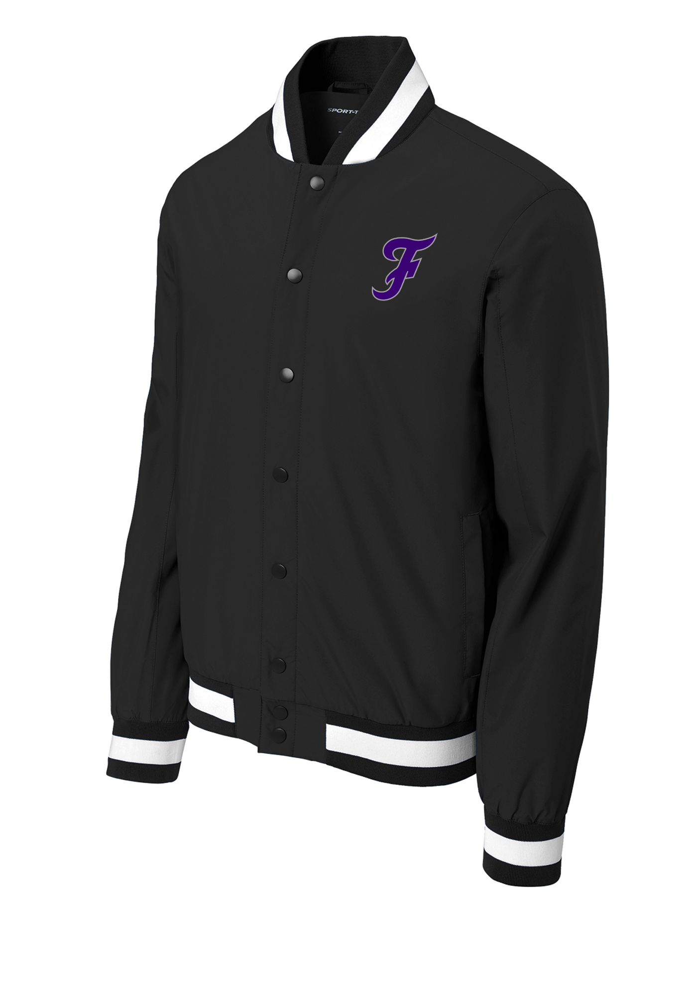 'F' Varsity Jacket - Purple/Grey Logo